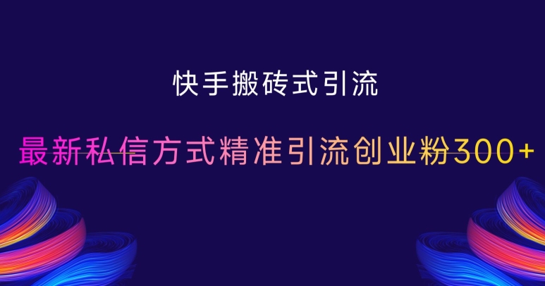 快手搬砖式引流，最新私信方式精准引流创业粉300+-汇智资源网