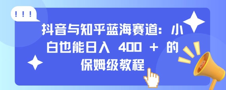 抖音与知乎蓝海赛道：小白也能日入 4张 的保姆级教程-汇智资源网