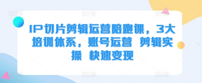 IP切片剪辑运营陪跑课，3大培训体系，账号运营 剪辑实操 快速变现-汇智资源网