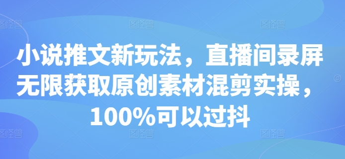 小说推文新玩法，直播间录屏无限获取原创素材混剪实操，100%可以过抖-汇智资源网