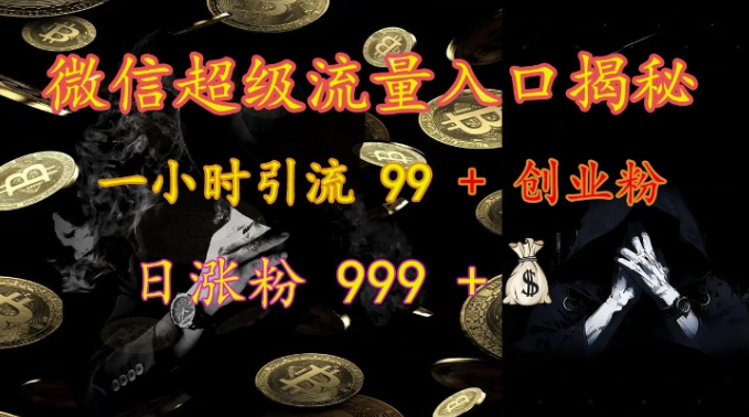 微信超级流量入口揭秘：一小时引流 99 + 创业粉，日涨粉 999 +-汇智资源网