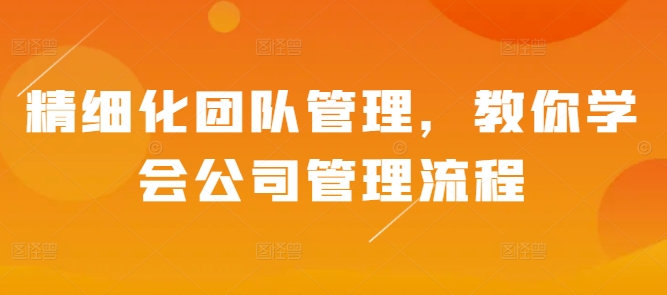 精细化团队管理，教你学会公司管理流程-汇智资源网