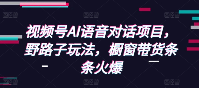 视频号AI语音对话项目，野路子玩法，橱窗带货条条火爆-汇智资源网