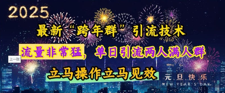 最新“跨年群”引流，流量非常猛，单日引流两人满人群，立马操作立马见效【揭秘】-汇智资源网