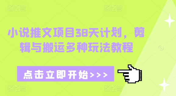 小说推文项目38天计划，剪辑与搬运多种玩法教程-汇智资源网