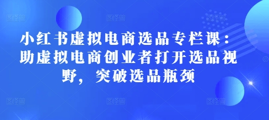 小红书虚拟电商选品专栏课：助虚拟电商创业者打开选品视野，突破选品瓶颈-汇智资源网