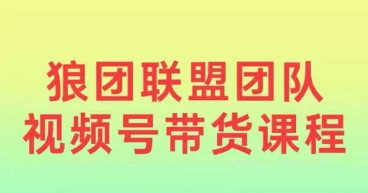 狼团联盟2024视频号带货，0基础小白快速入局视频号-汇智资源网