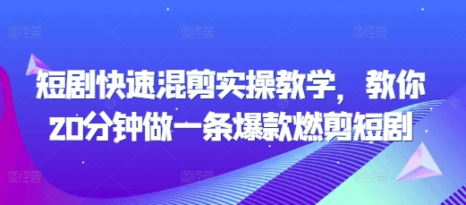 短剧快速混剪实操教学，教你20分钟做一条爆款燃剪短剧-汇智资源网