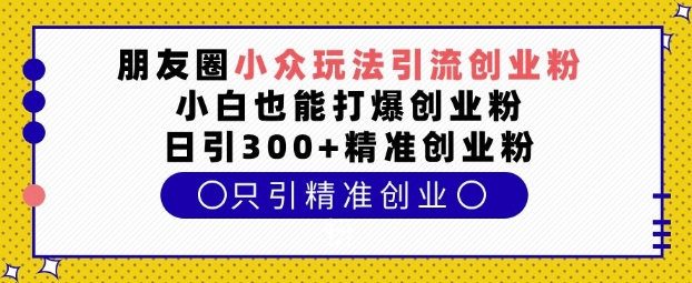 朋友圈小众玩法引流创业粉，小白也能打爆创业粉，日引300+精准创业粉【揭秘】-汇智资源网