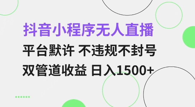 抖音小程序无人直播 平台默许 不违规不封号 双管道收益 日入多张 小白也能轻松操作【仅揭秘】-汇智资源网