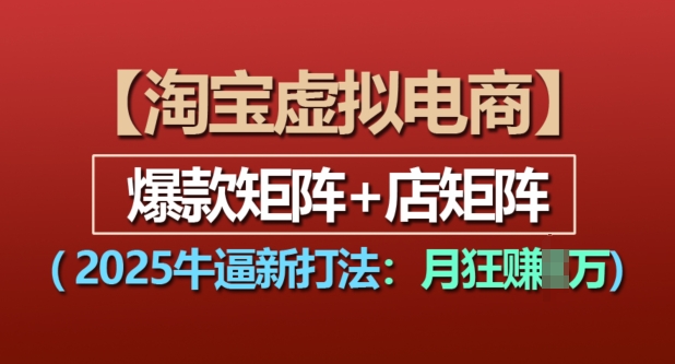 淘宝虚拟电商，2025牛逼新打法：爆款矩阵+店矩阵，月入过万-汇智资源网