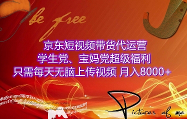 京东短视频带货代运营，学生党、宝妈党超级福利，只需每天无脑上传视频，月入8000+【仅揭秘】-汇智资源网