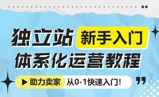 独立站新手入门体系化运营教程，助力独立站卖家从0-1快速入门!-汇智资源网