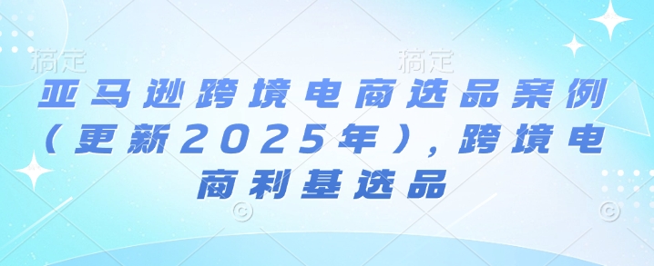 亚马逊跨境电商选品案例(更新2025年)，跨境电商利基选品-汇智资源网