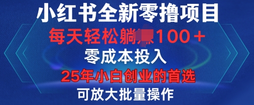 小红书全新纯零撸项目，只要有号就能玩，可放大批量操作，轻松日入100+【揭秘】-汇智资源网